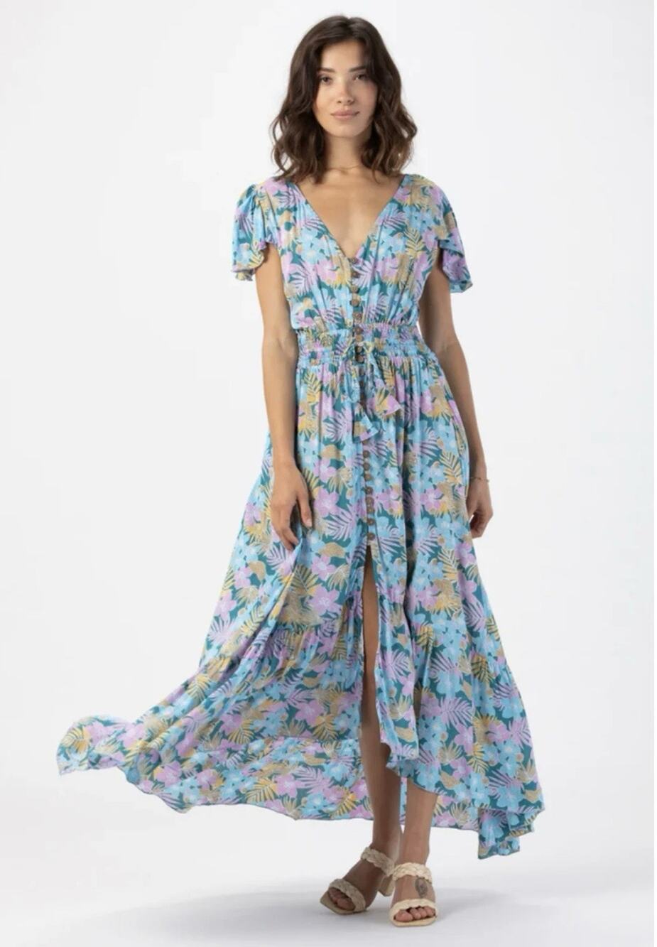 Tiare Hawaii New Moon Maxi Dress Floral Print One Size M/L Tropics Tosca